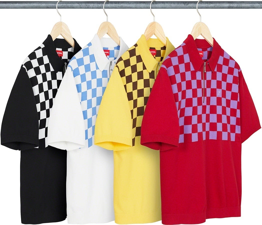 Checkerboard Zip Polo